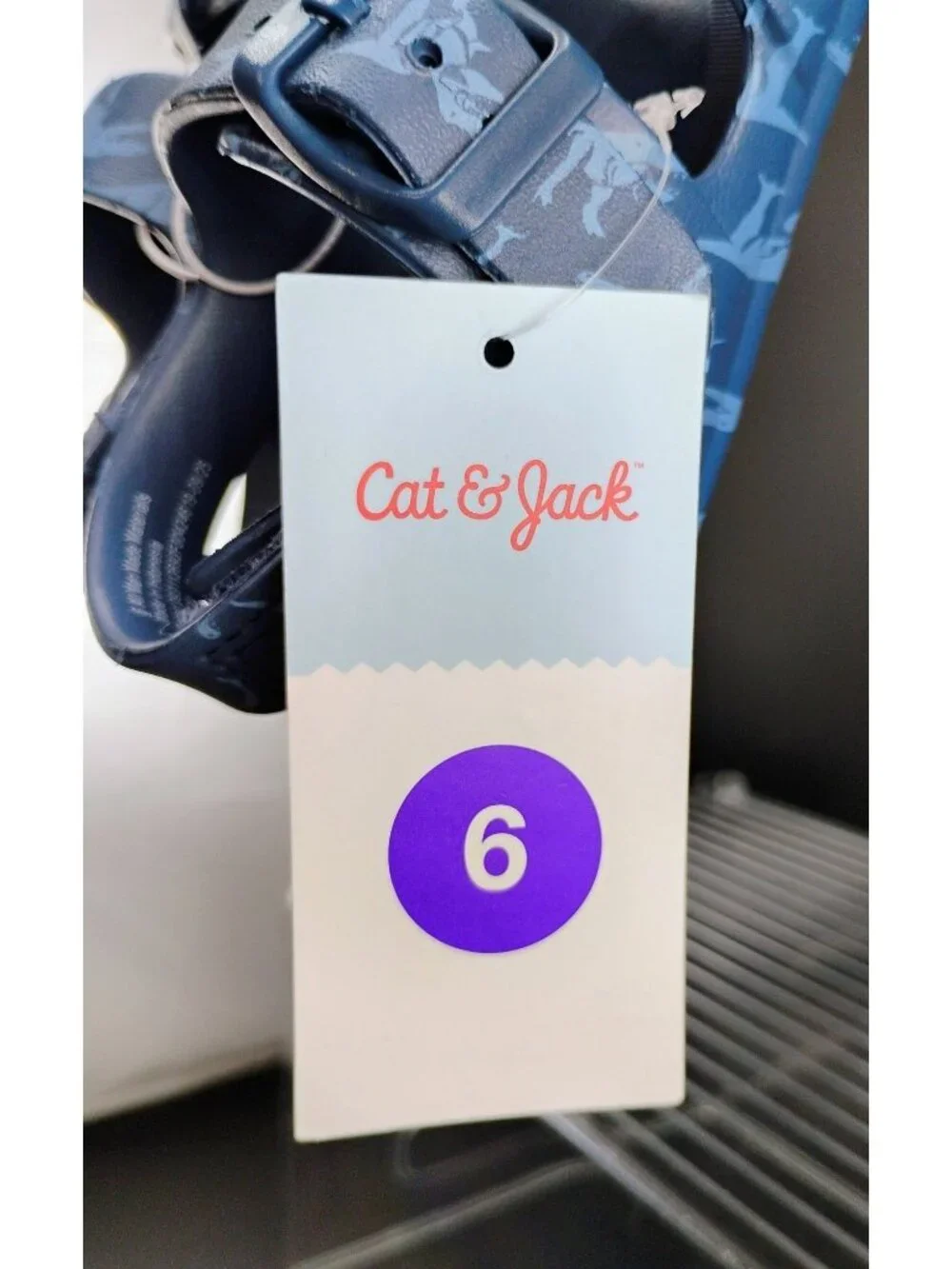 Cat & Jack Kids Blue Dinosaur Sandals Size 6 Adjustable Straps